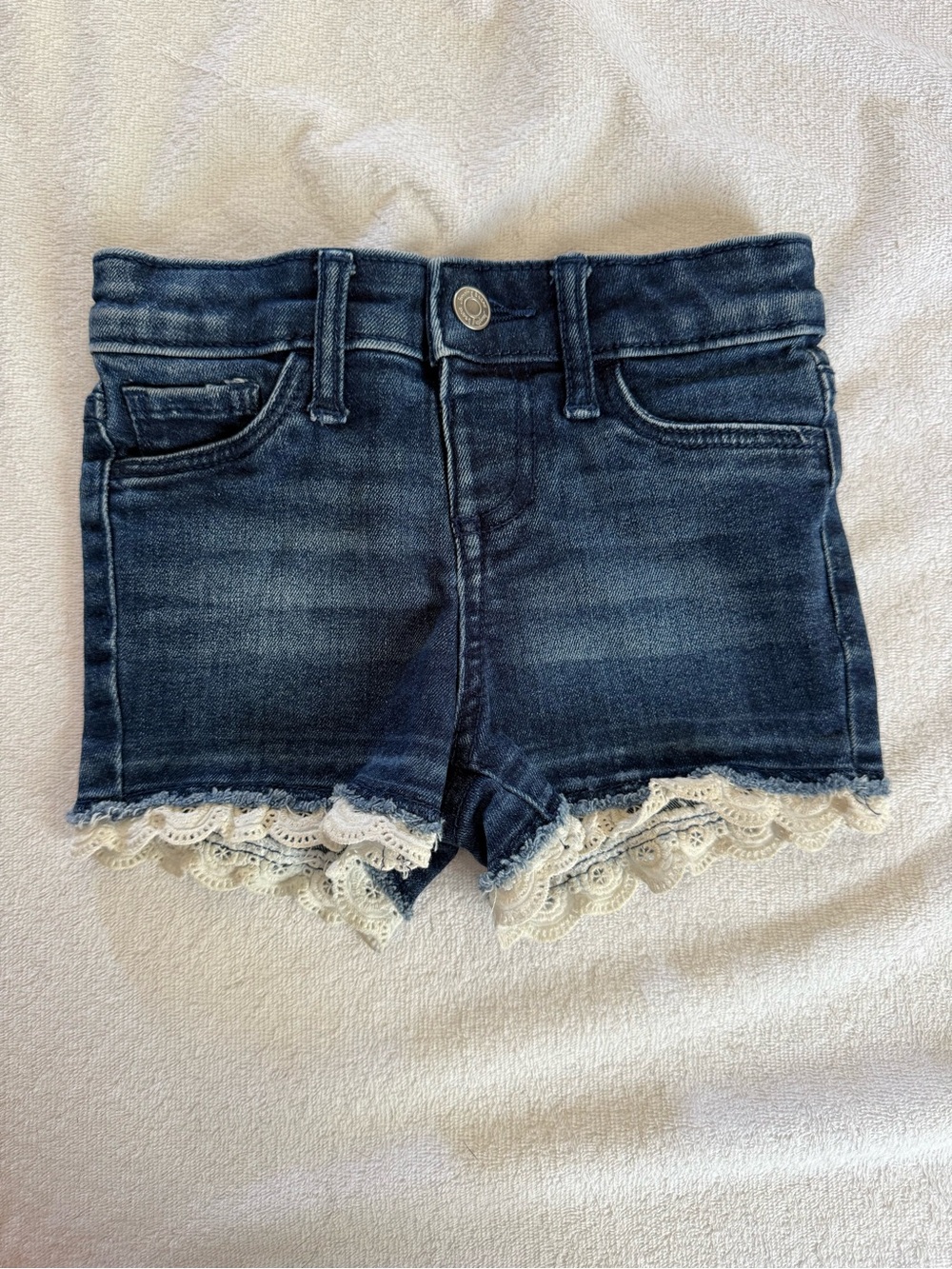 jumping beans Dark Blue Denim Shorts with White Lace Trim